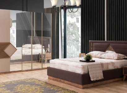 Bed Bedroom Design Furniture Luxury Beds 2x Bedside tables 4-piece Wardrobe